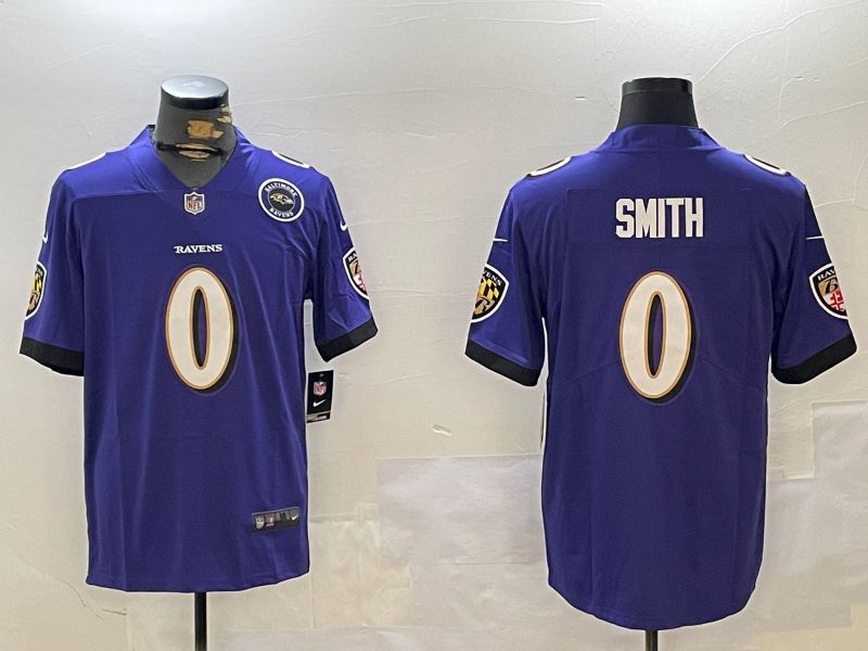 Men Baltimore Ravens #0 Smith Purple Second generation 2024 Nike Limited NFL Jersey style 2
